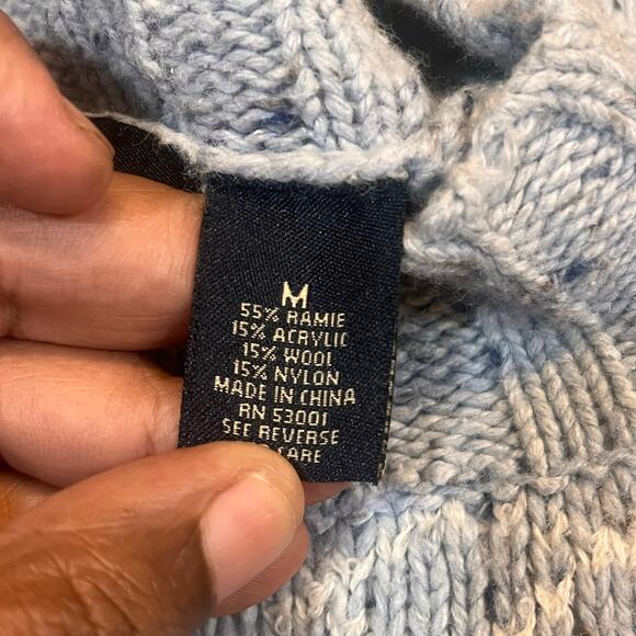 Sonoma Women Medium Wool Blend Holiday Sweater Winter Snow Flakes Blue White - Picture 3 of 6